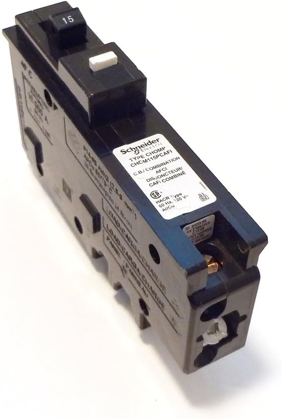 Schneider Electric CHOM115PCAFI Homeline Single Pole 15 Amp Combination Arc Fault Plug-On Circuit Breaker, Black