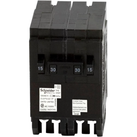 HomeLine Single Pole 15A(2) / Double Pole 30 Amp Quad Plug-On Circuit Breaker - Image 3