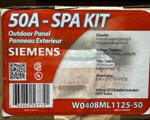 Siemens  50 Amp Spa Pack-W0408ML1125-GFCI Breaker-Panel and Ground Bar-CSA